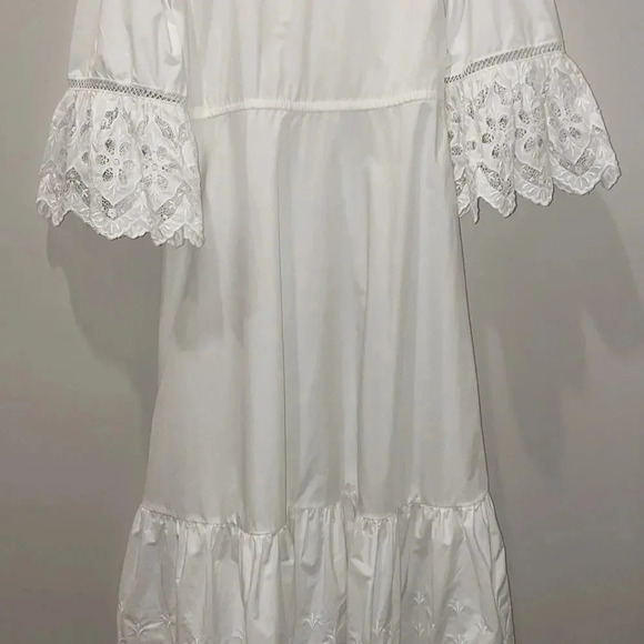 Self Portrait Lace Bell Sleeve Cotton Broderie Maxi Dress-sz 4-NWT - Picture 8 of 14